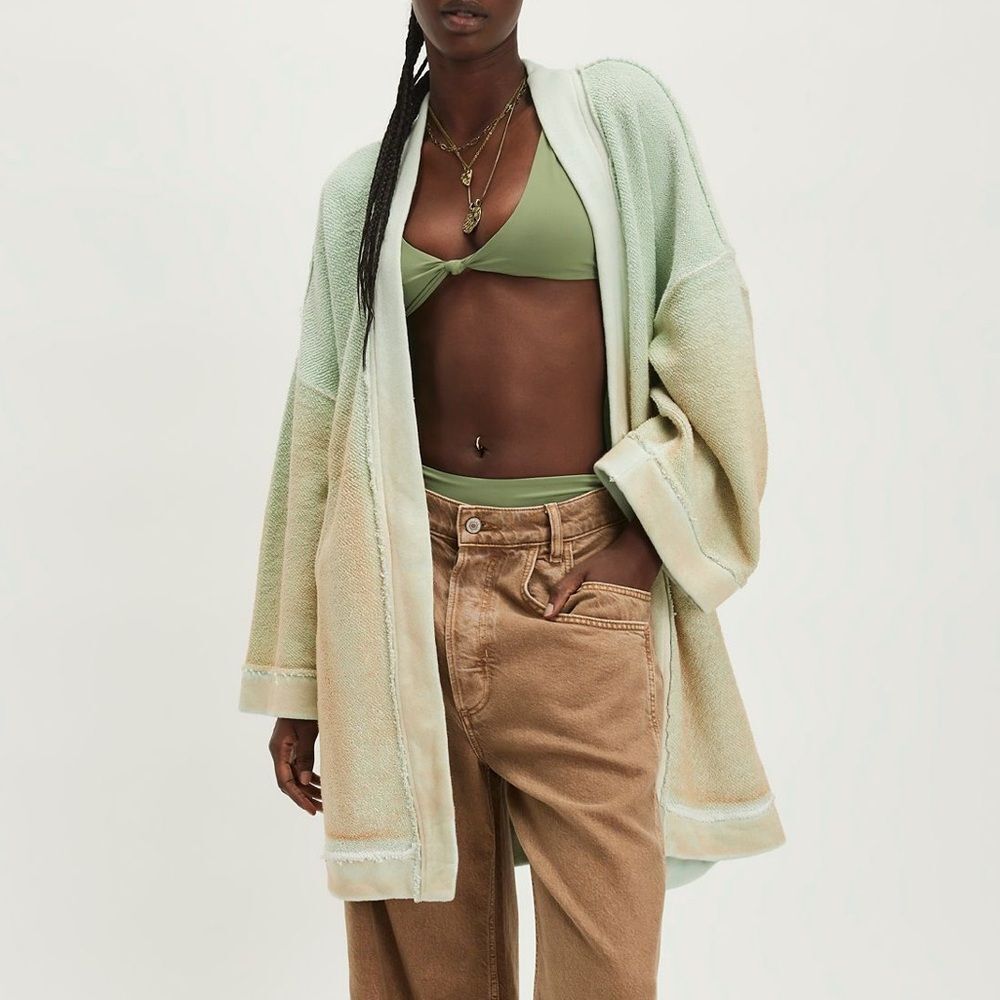 Free People Lola Sweatshirt Cardi in Spa Combo NWOT - Picture 2 of 9